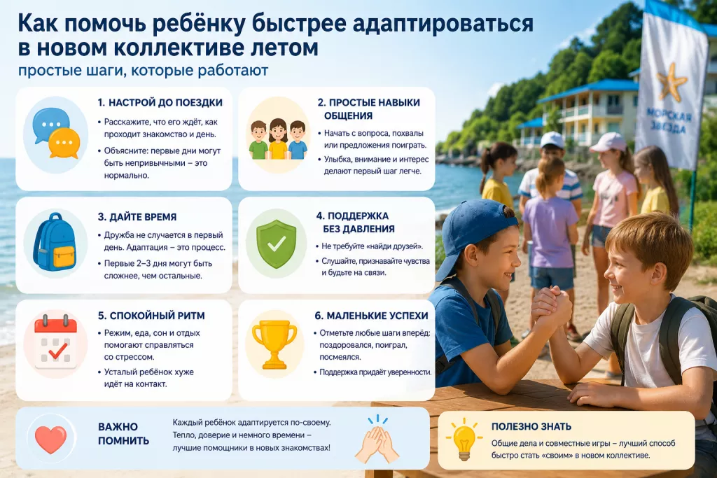 Как помочь ребёнку быстрее адаптироваться в новом коллективе летом