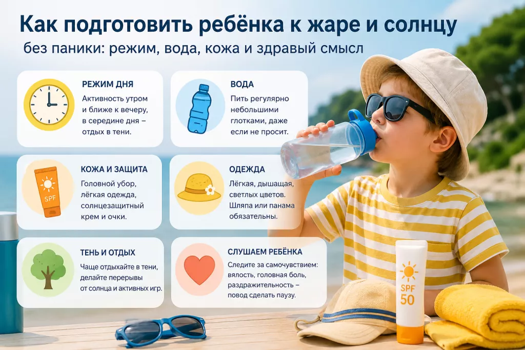 Как подготовить ребёнка к жаре и солнцу без паники